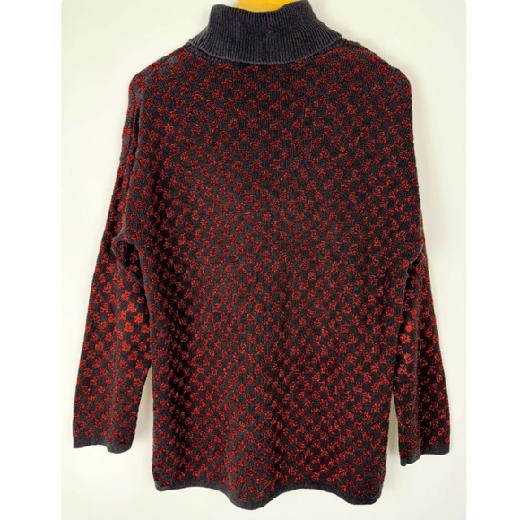 Vintage 1990’s ‘Pierre Cardin’ Knit Turtleneck Pullover Sweater - Red Sparkled - Picture 6 of 7